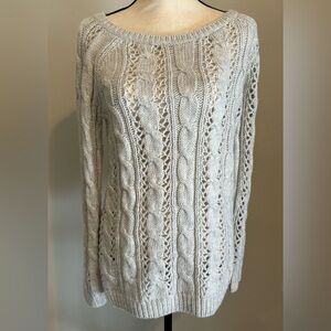NWT Abercrombie & Fitch Tatum Cable Knit Sweater Gray Size Large